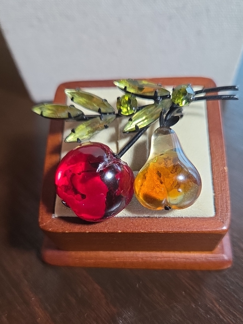 Austrian Glass Fruit Japanned Brooch